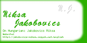 miksa jakobovics business card